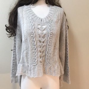 NANETTE LEPORE Grey silver loose crop sweater